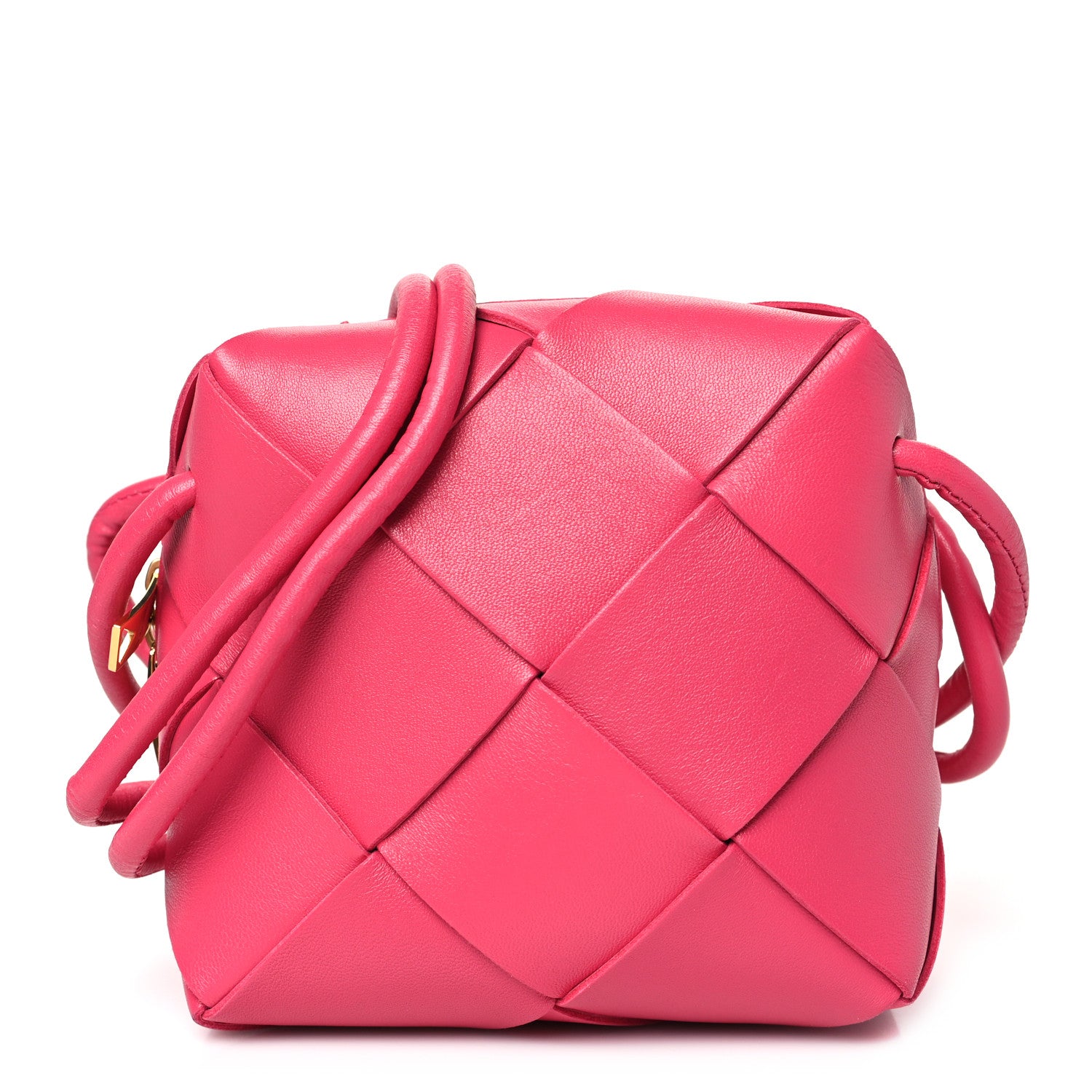 Bottega Veneta Lambskin Maxi Intrecciato Mini Cassette Camera Bag Cranberry 1 of 9