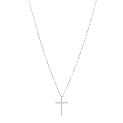 Roberto Coin 18K White Gold Diamond Tiny Treasures Cross Pendant Necklace 1 of 3