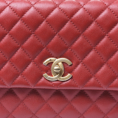 Chanel Caviar Quilted Small Coco Handle Flap Red 9 of 10