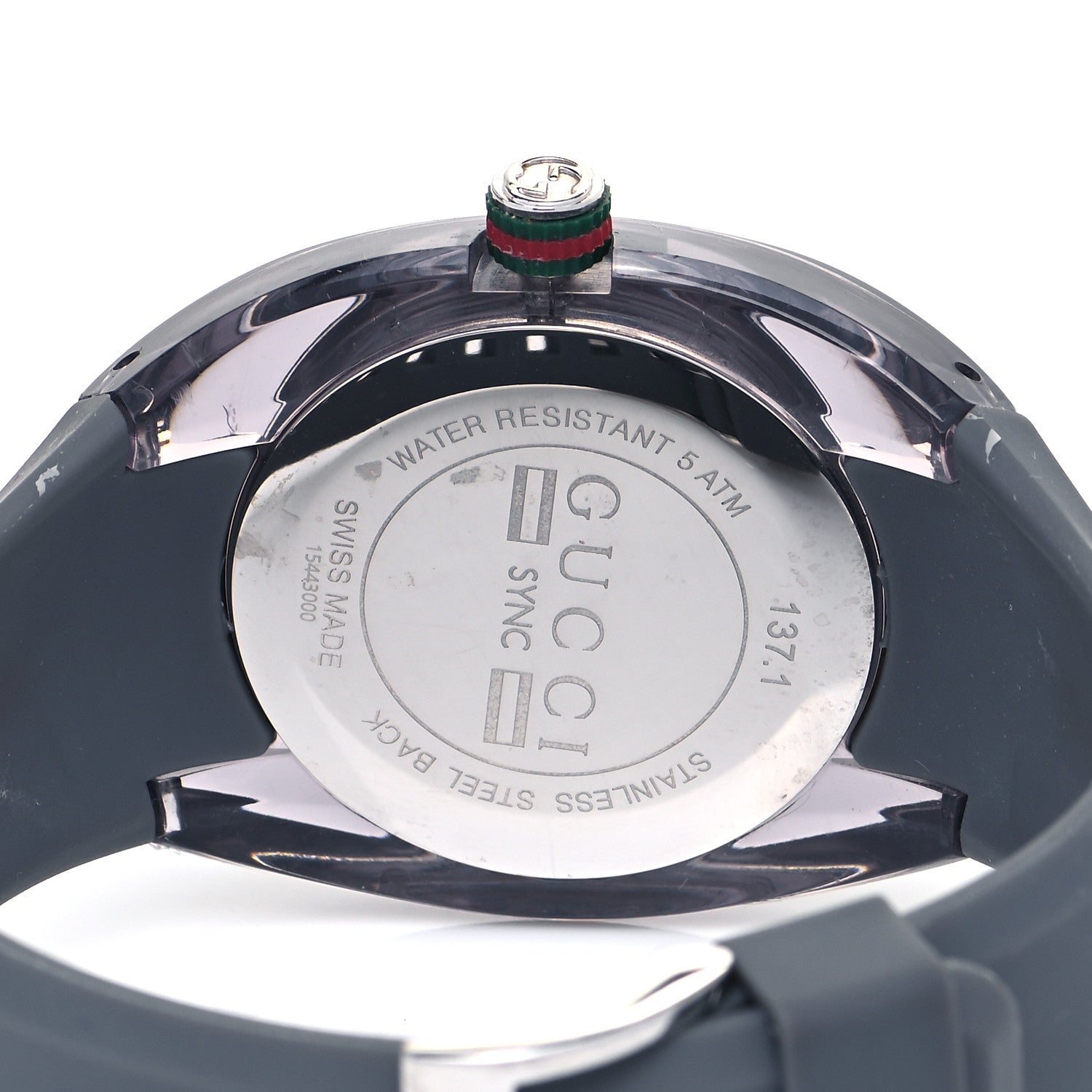 Gucci Stainless Steel Rubber 46mm Sync Web Quartz Watch Grey 4 of 6