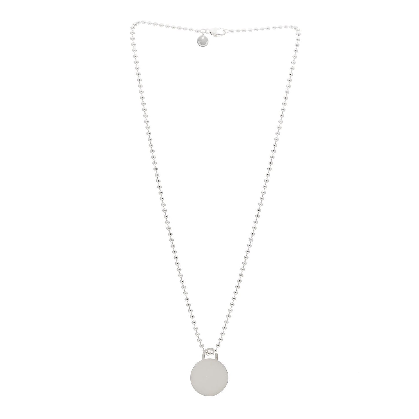 Sterling Silver Round Tag Bead Necklace