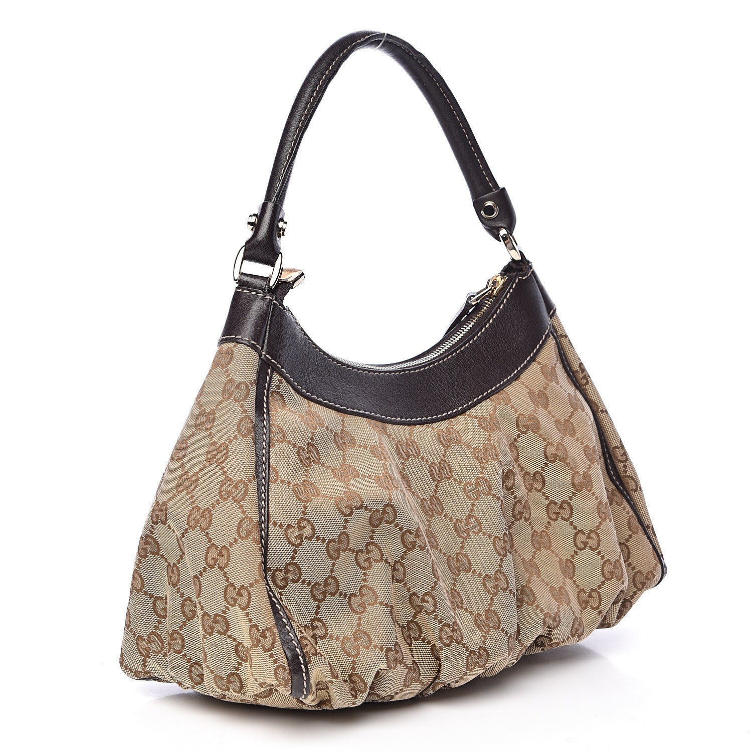 Gucci Monogram Medium D Gold Ring Hobo Brown 3 of 14
