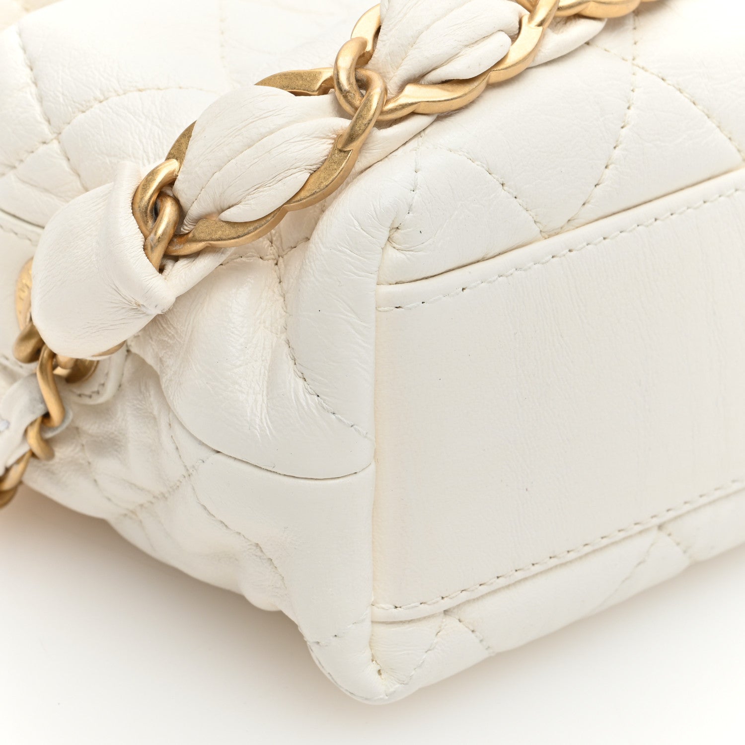 Chanel Crumpled Lambskin Quilted Small CC Links Shoulder Bag White 8 of 10