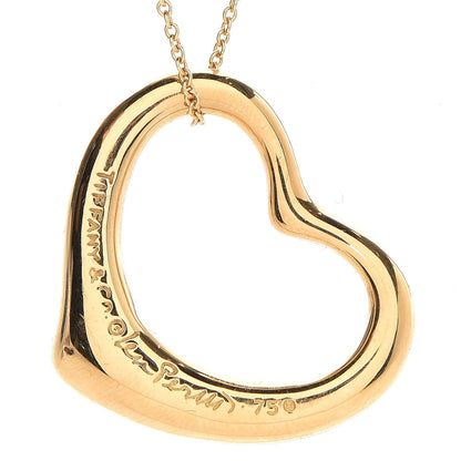 Tiffany 18K Yellow Gold Diamond Elsa Peretti Open Heart Pave Pendant Necklace 5 of 7