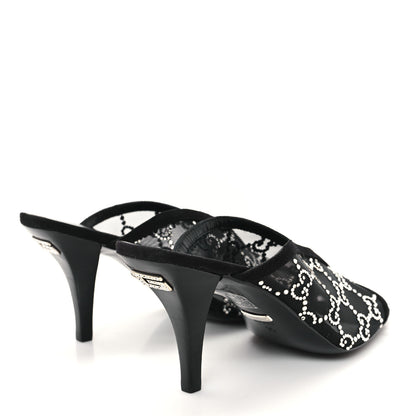 Gucci Tela Retino Kid Scamosciato Crystal GG Monogram Square G 95mm Slide Sandals 35 Black 5 of 9
