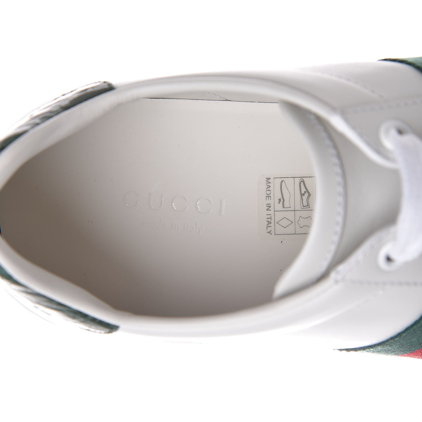 Calfskin Crocodile Web Womens Ace Sneakers 37.5 White Green