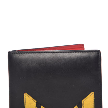 Fendi Vitello Century Monster Eyes Inlay Bi-Fold Wallet Black Giallo Rosso 12 of 14