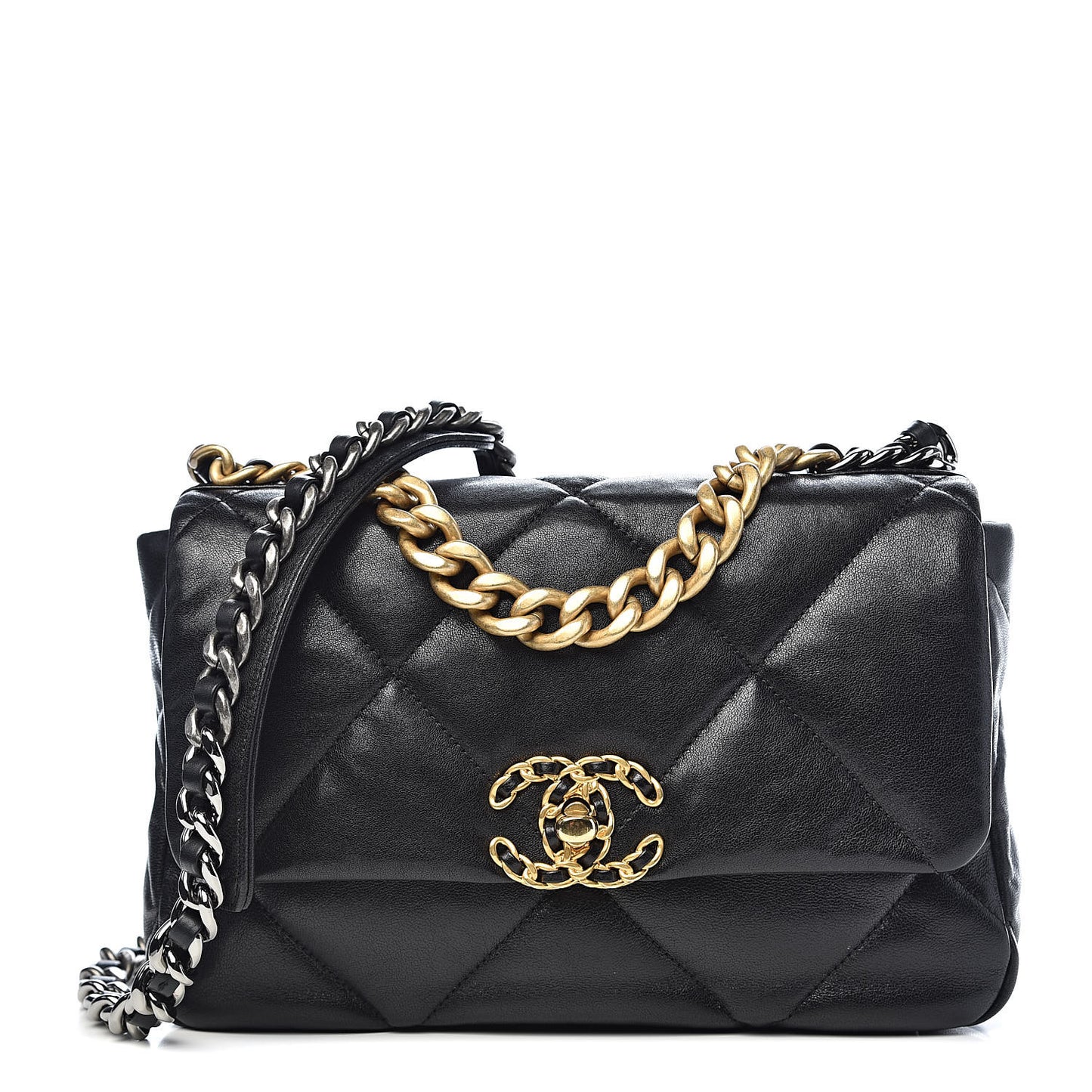Goatskin Quilted Medium 19 Flap Black