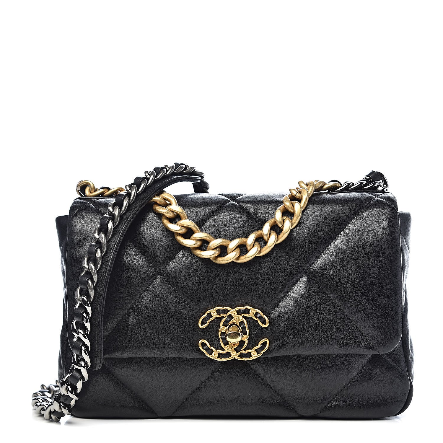 Chanel Goatskin Quilted Medium 19 Flap Black 1 of 12