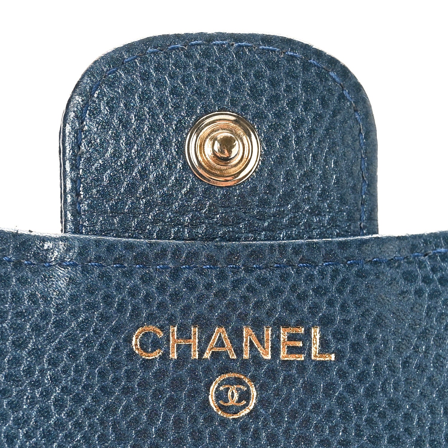 Chanel Caviar Quilted Compact Flap Wallet Navy 6 of 10
