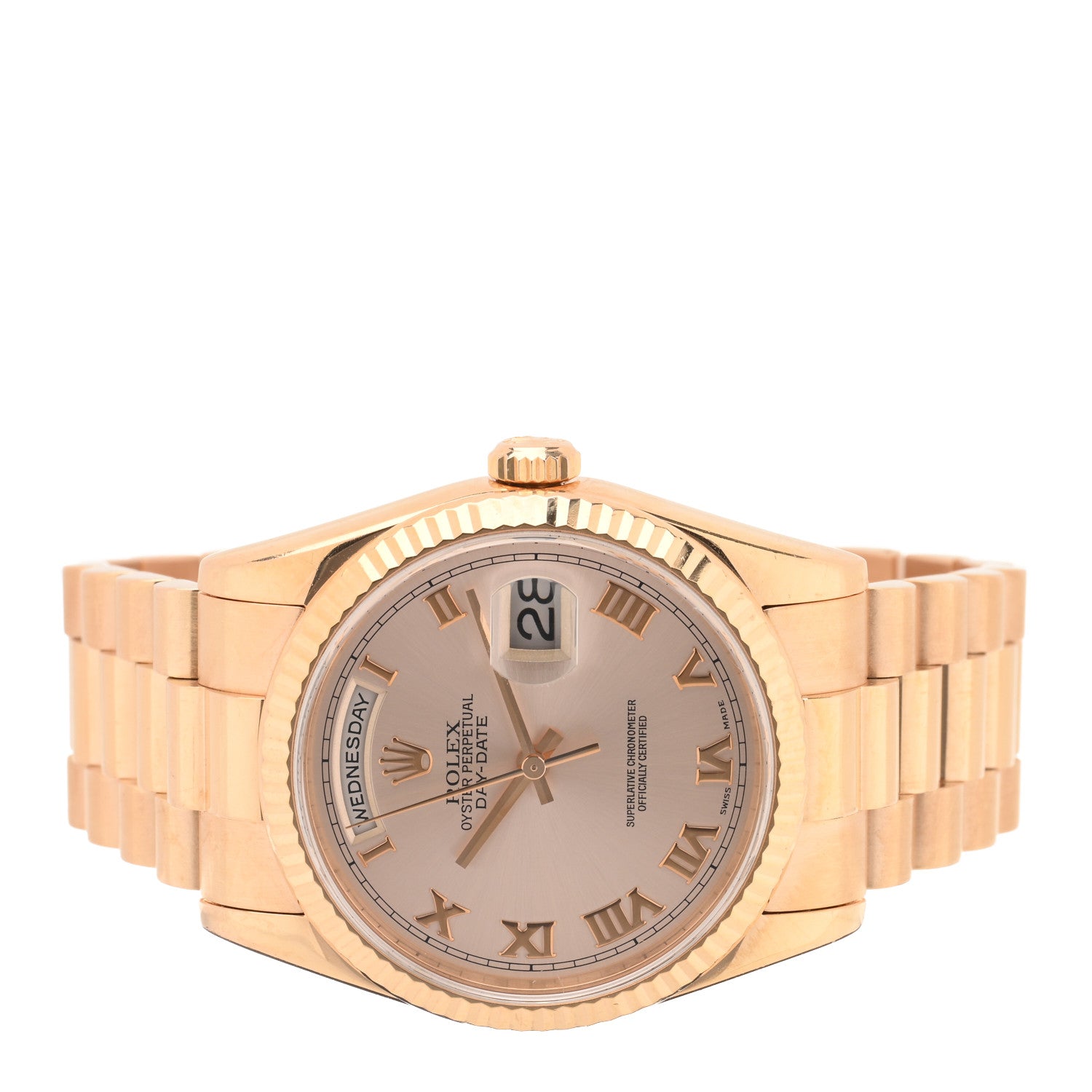 Rolex 18K Everose Gold 36mm Oyster Perpetual Day-Date President Watch Rose Roman 118235 2 of 5