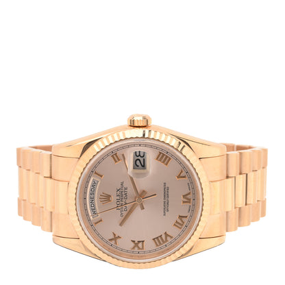 Rolex 18K Everose Gold 36mm Oyster Perpetual Day-Date President Watch Rose Roman 118235 2 of 5
