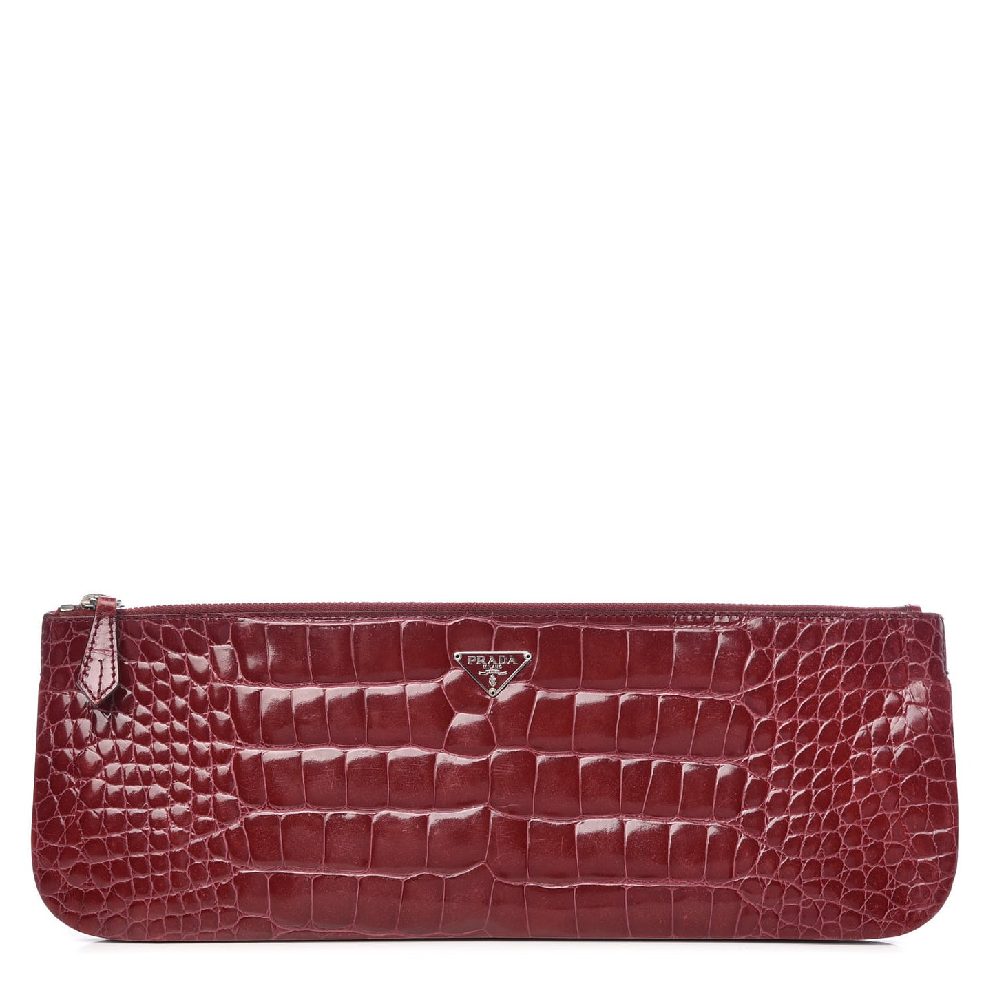 Calfskin Crocodile Embossed Clutch Red