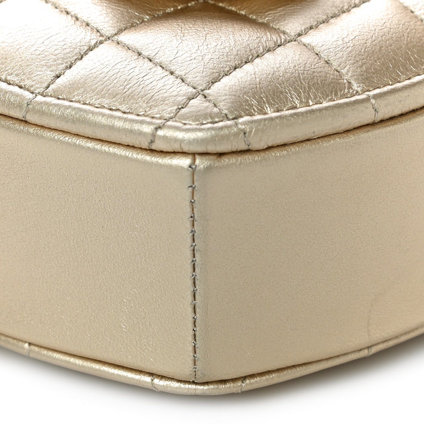 Metallic Lambskin Quilted CC In Love Heart Clutch With Chain Gold