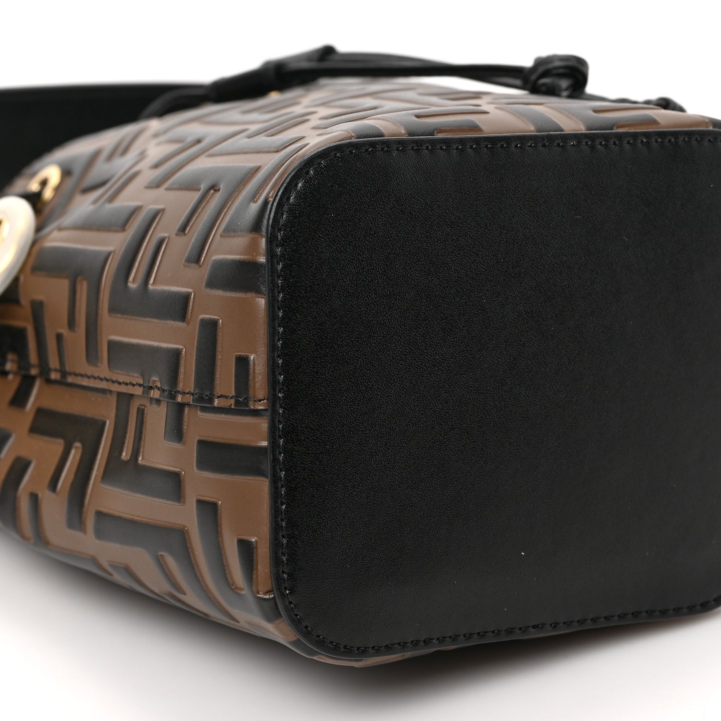 Vitello Liberty F is Fendi Bi-Color FF 1974 Embossed Mini Mon Tresor Bucket Bag Maya Black