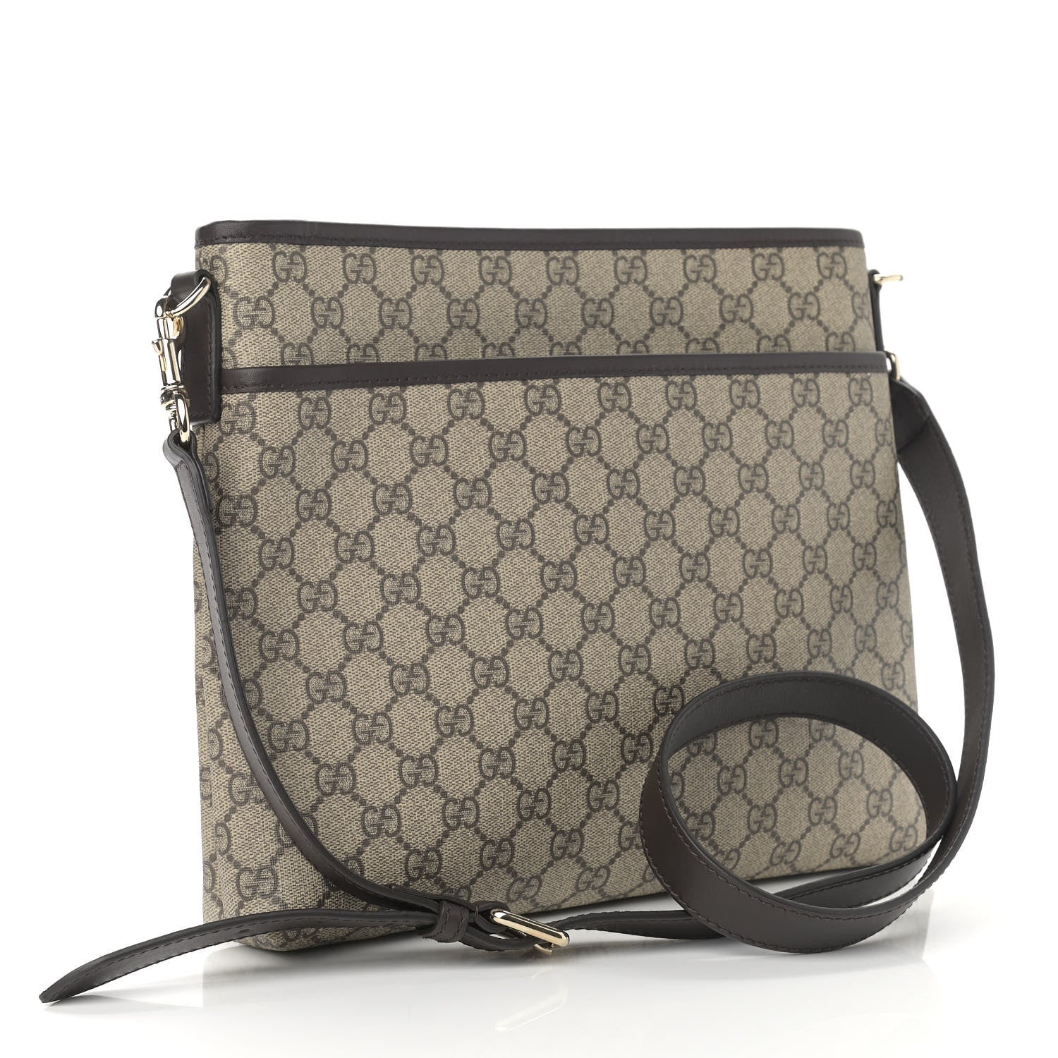 Gucci GG Plus Monogram Medium Flat Messenger Bag Dark Brown 3 of 10