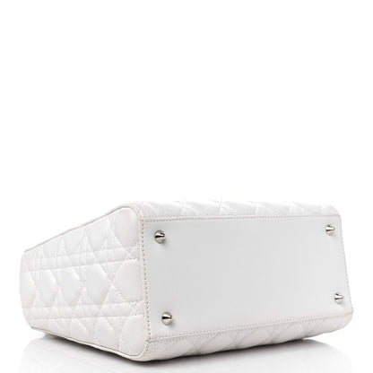 Christian Dior Lambskin Cannage Medium Lady Dior White 3 of 12