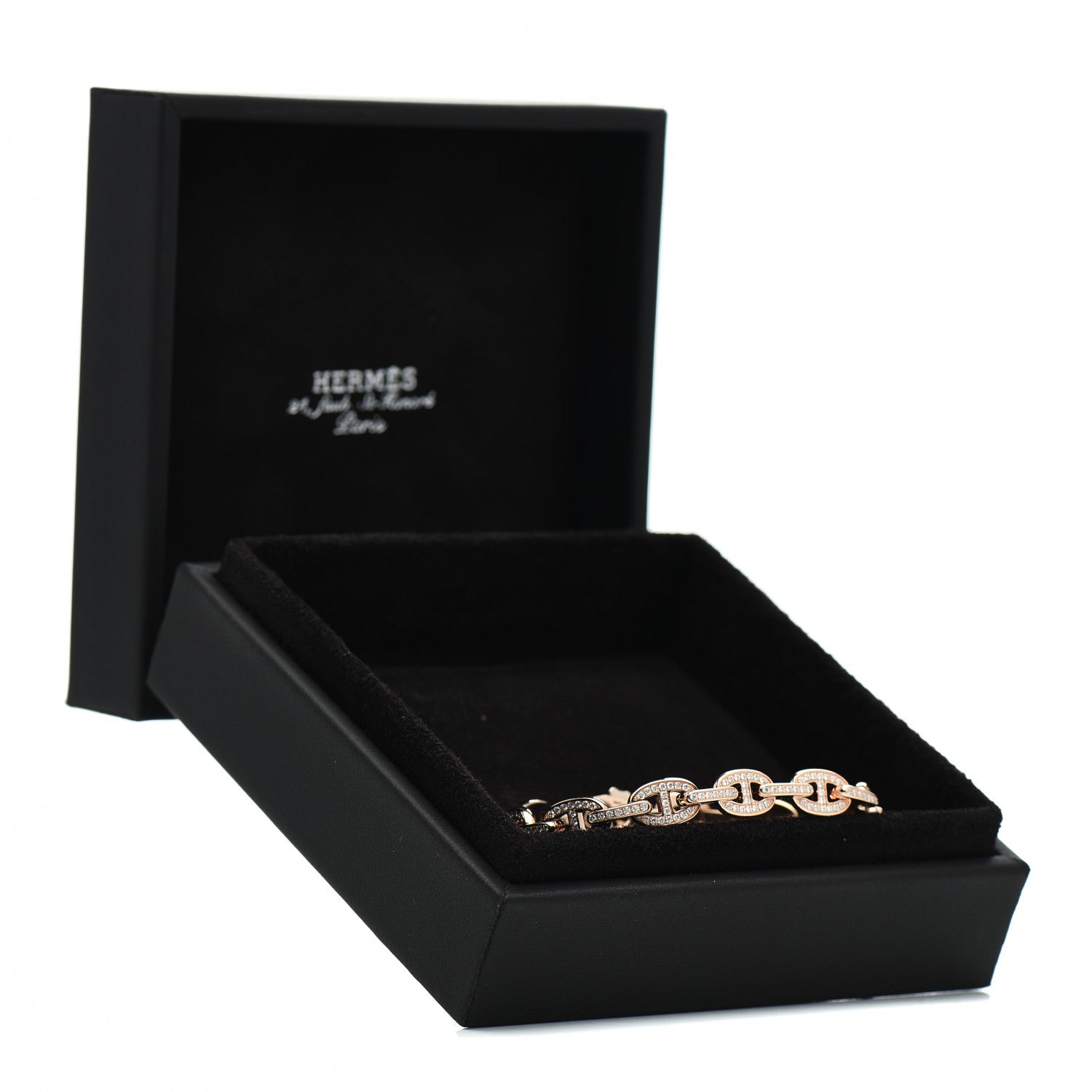 Hermes 18K Rose Gold Diamond PM Chaine d'Ancre Enchainee Bracelet SH 4 of 4