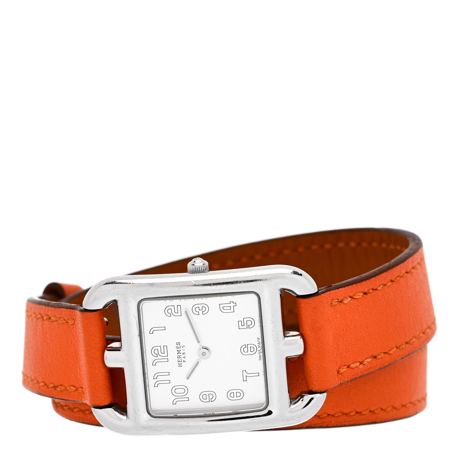 Hermes Stainless Steel Swift 23mm Cape Cod Double Tour Quartz Watch Orange 2 of 5