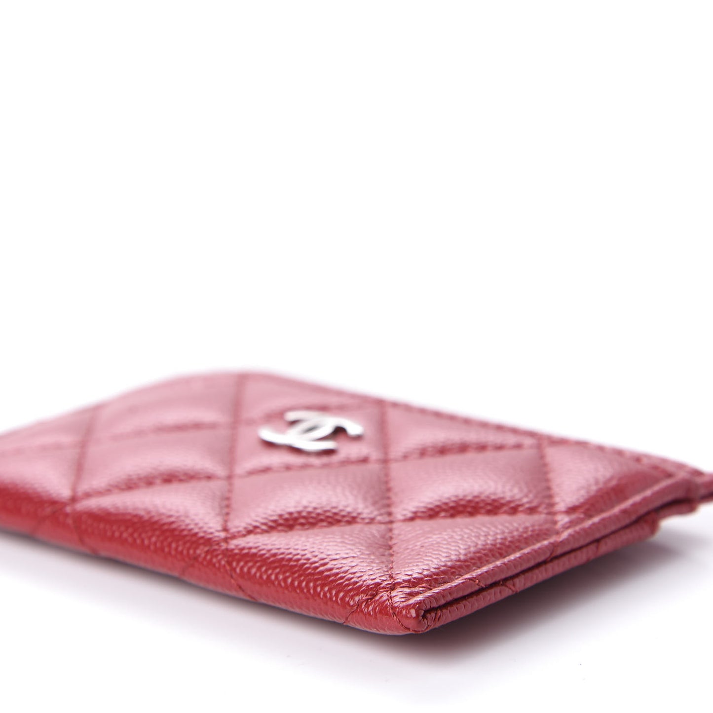 Caviar Quilted Card Holder Dark Red