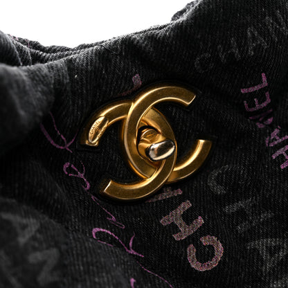 Chanel Denim Quilted Denim Mood Hobo Black Multicolor 11 of 11