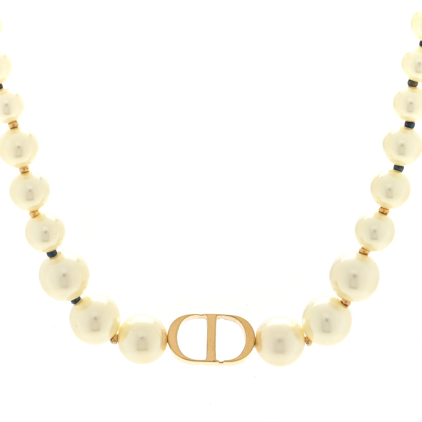 CHRISTIAN DIOR Pearl 30 Montaigne Choker Necklace Gold