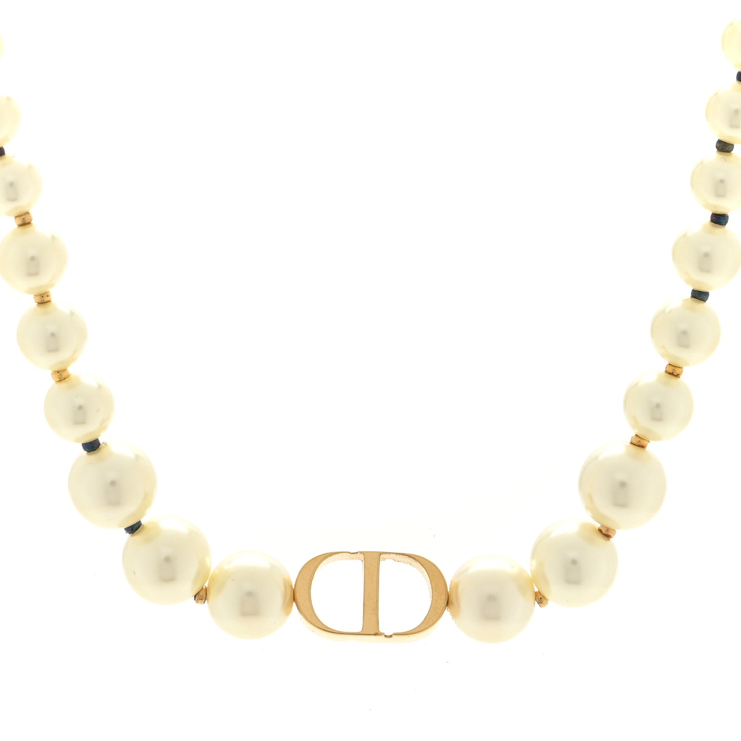 Christian Dior CHRISTIAN DIOR Pearl 30 Montaigne Choker Necklace Gold 1 of 4