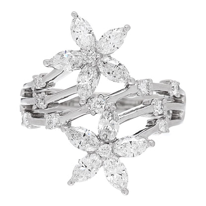 Parker & West by FASHIONPHILE 18K White Gold Diamond 1.46ctw Flower Ring 53 6.5 1 of 9