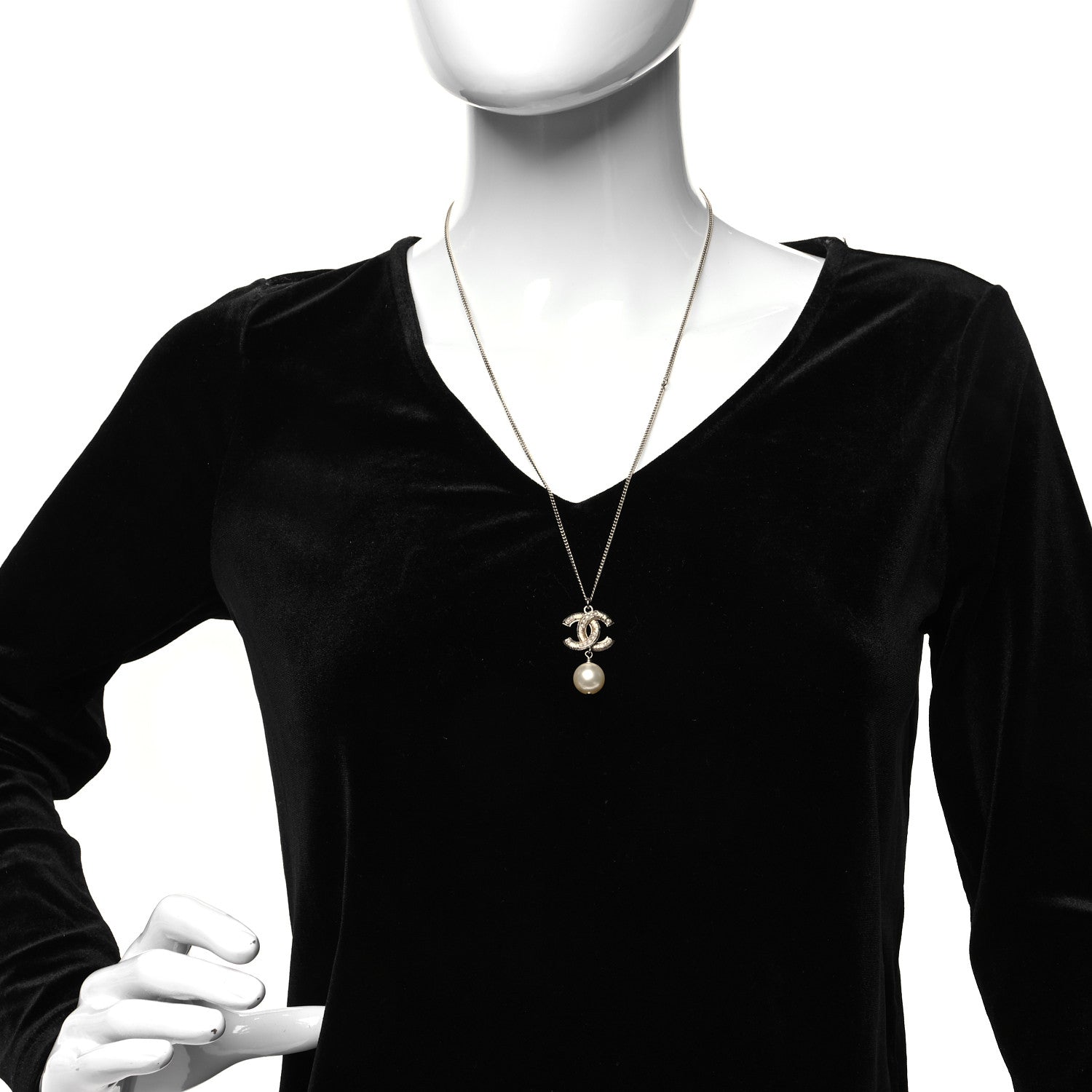 Chanel Pearl CC Drop Necklace Gold 2 of 5