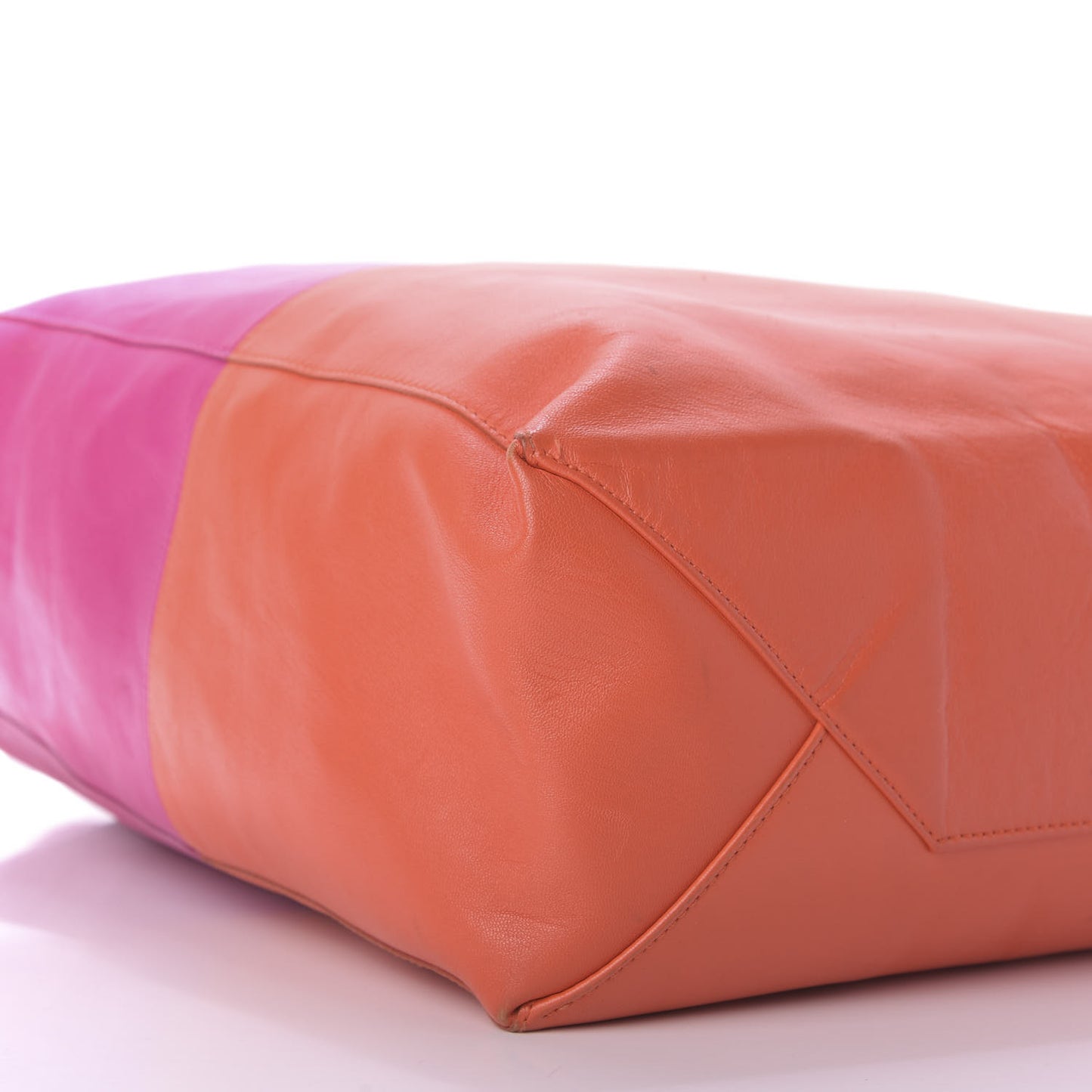 Lambskin Vertical Bi-Color Cabas Fluo Pink Fluo Orange