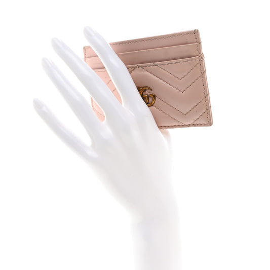 Calfskin Matelasse GG Marmont Card Holder Perfect Pink