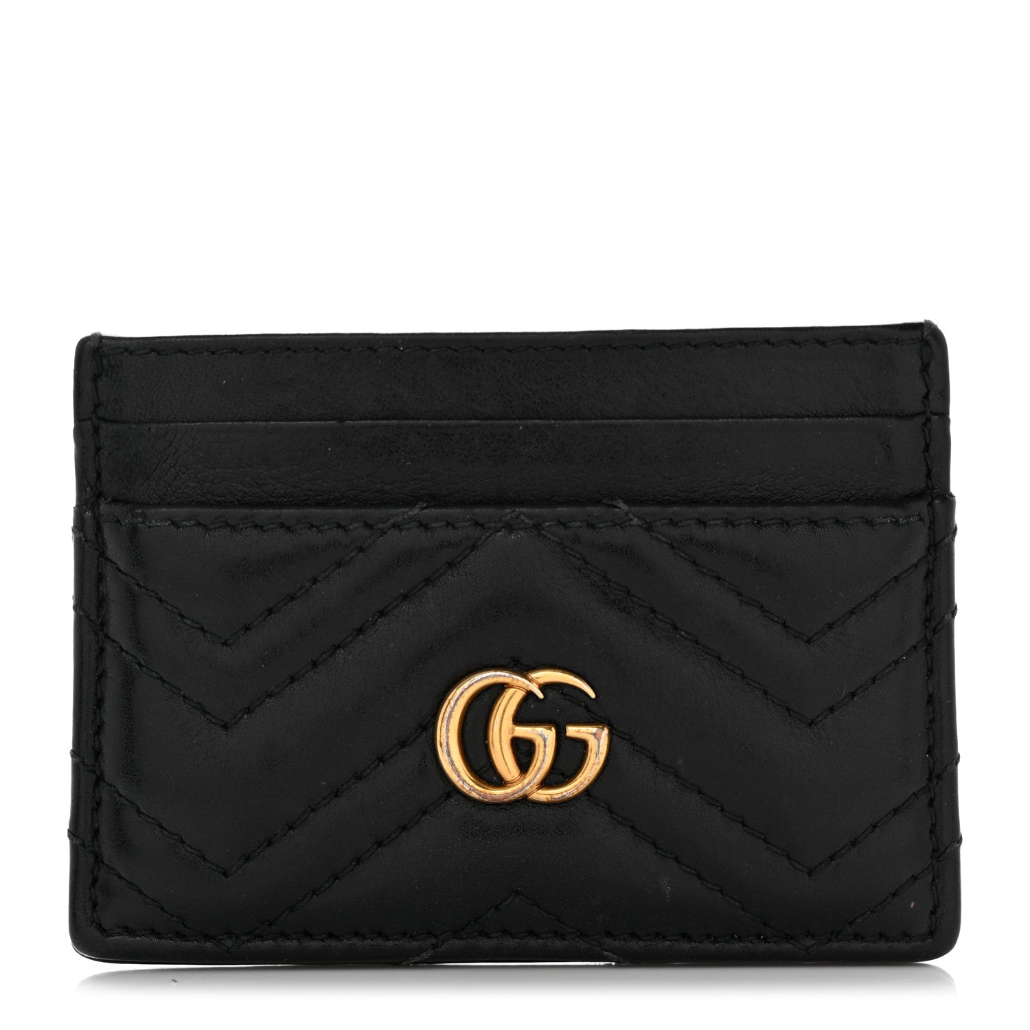 Gucci Calfskin Matelasse GG Marmont Card Holder Black 1 of 6