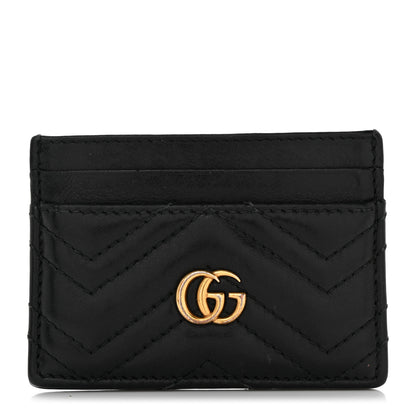 Gucci Calfskin Matelasse GG Marmont Card Holder Black 1 of 6