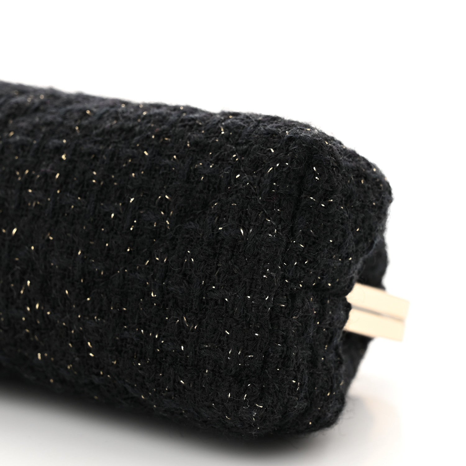 Chanel Tweed Quilted Kiss Lock Clutch Black 9 of 9