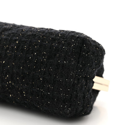 Chanel Tweed Quilted Kiss Lock Clutch Black 9 of 9