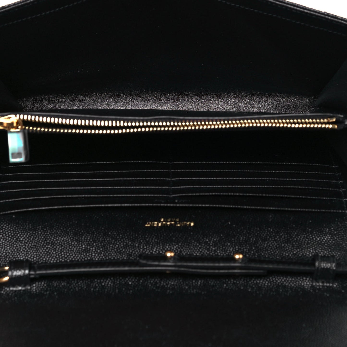 Grain De Poudre Matelasse Chevron Monogram Chain Wallet Black