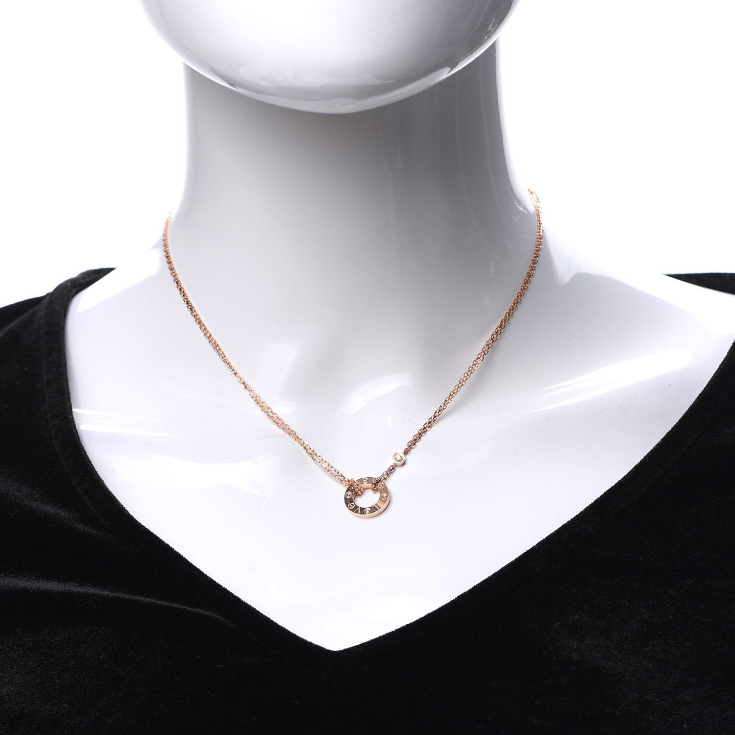 Cartier 18K Pink Gold 2 Diamond LOVE Necklace 2 of 7