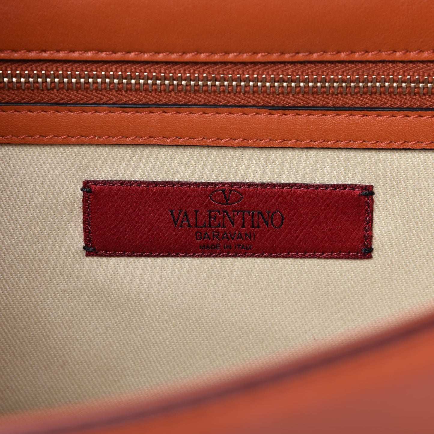 Vitello Medium Glam Lock Rockstud Flap Bag Orange