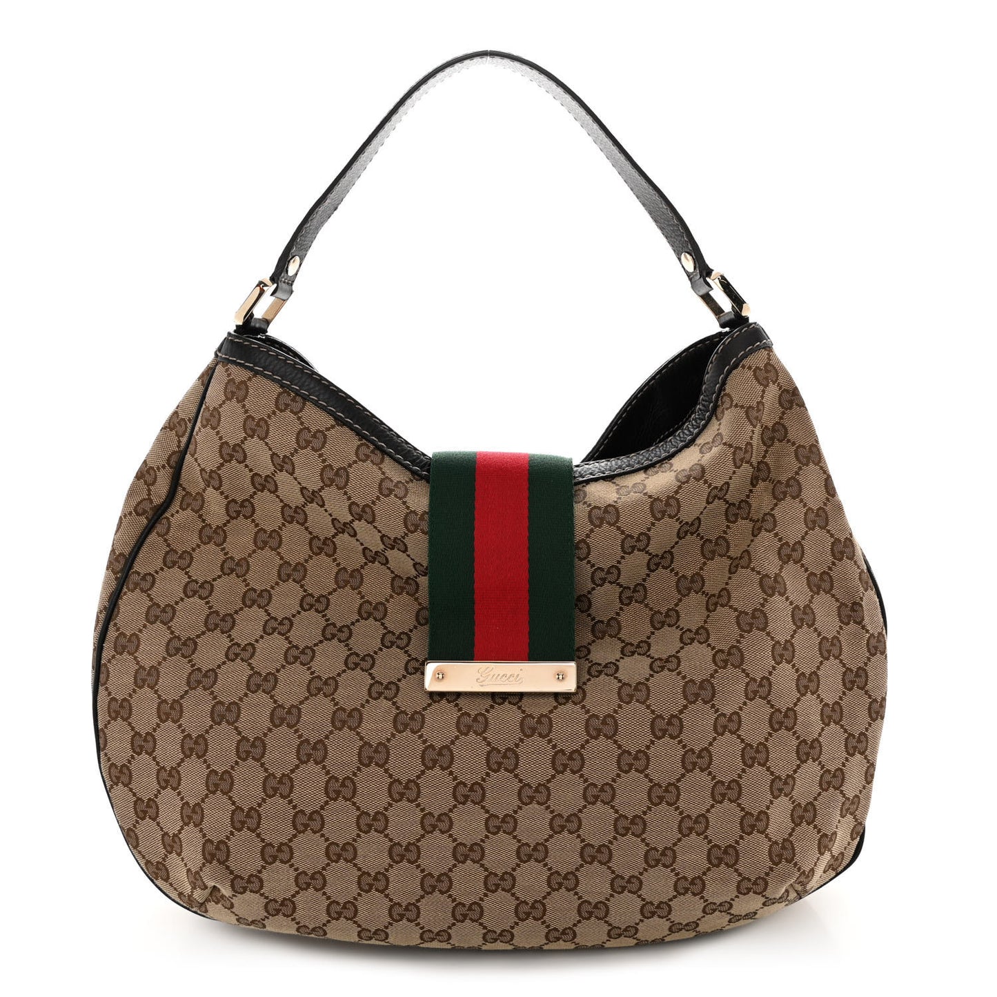 Monogram Large New Ladies Web Hobo Dark Brown