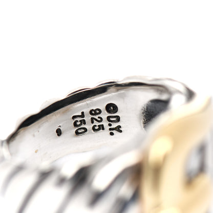 David Yurman Sterling Silver 18K Yellow Gold Buckle Cable Ring 52 6 4 of 5