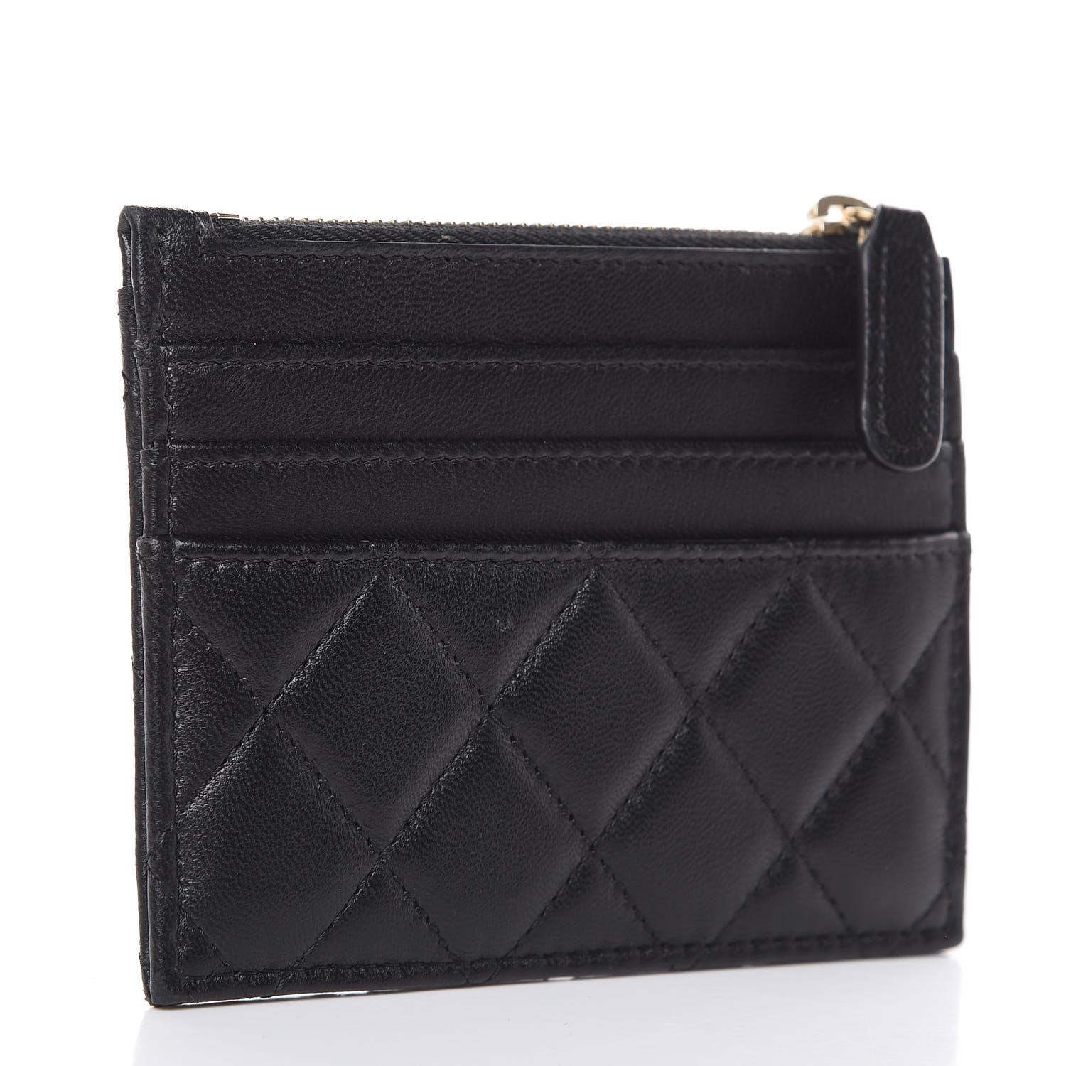 Chanel Lambskin Quilted Zip Card Holder Black 3 of 10