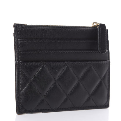 Chanel Lambskin Quilted Zip Card Holder Black 3 of 10
