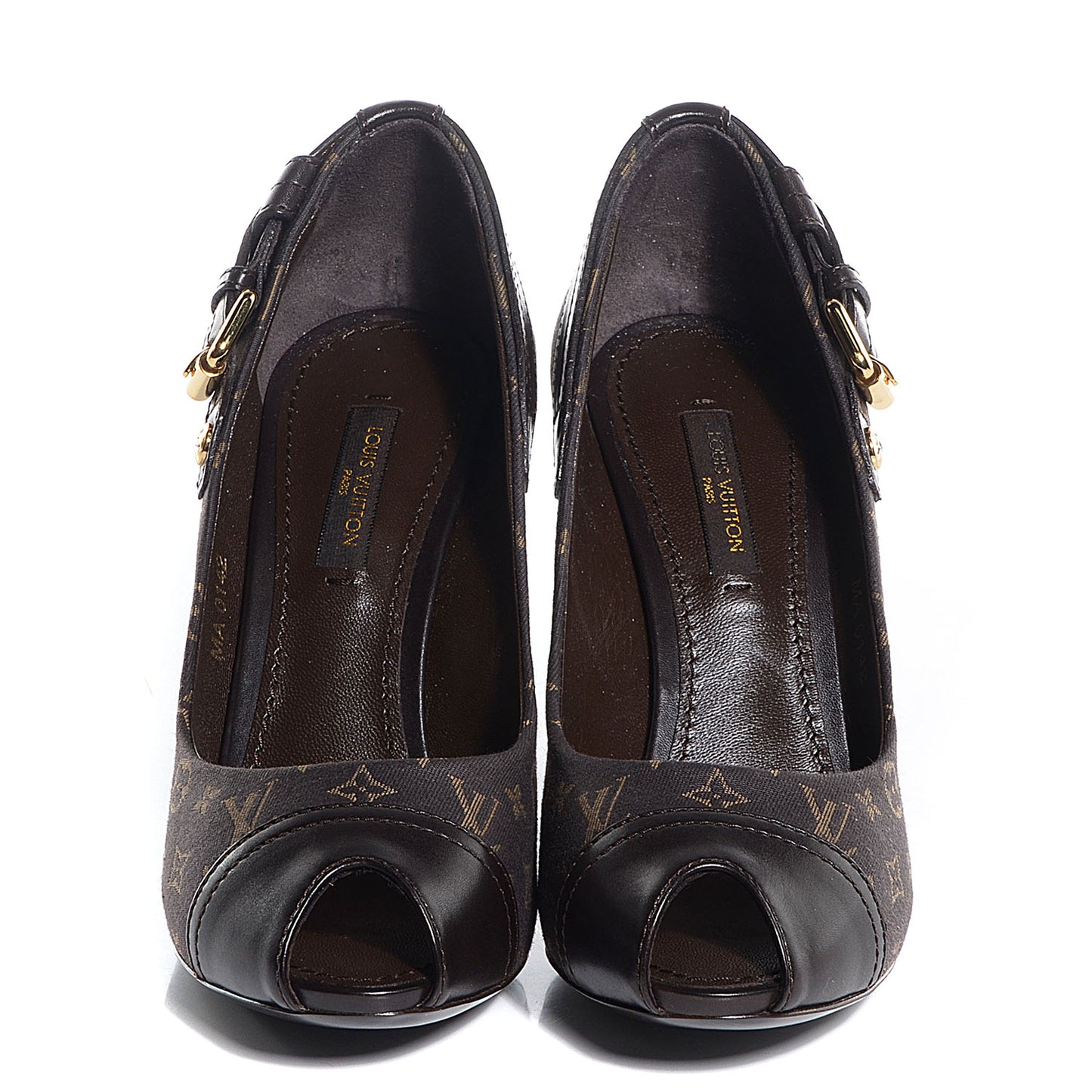 Monogram Idylle Barbara Open Toe Pumps 35 Fusain