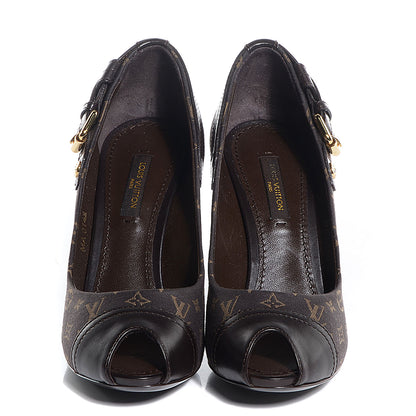 Louis Vuitton Monogram Idylle Barbara Open Toe Pumps 35 Fusain 2 of 7