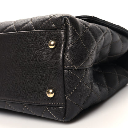 Chanel Caviar Contrast Stitch Small Coco Chain Handle Flap Dark Grey 11 of 14