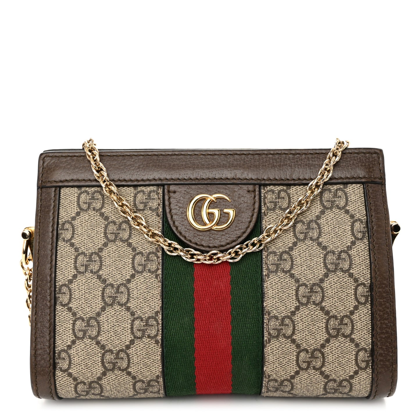 GG Supreme Monogram Textured Dollar Calfskin Web Mini Ophidia Chain Shoulder Bag Beige Ebony New Acero