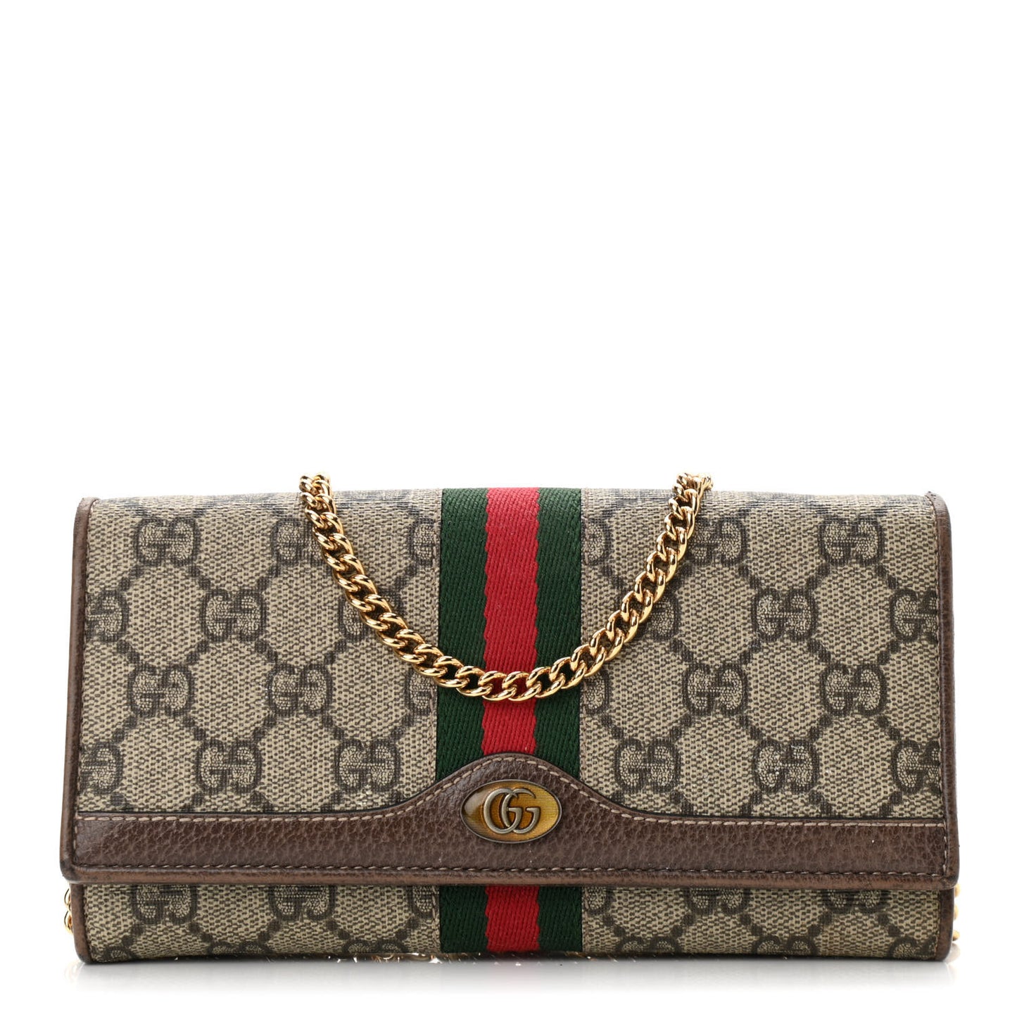 GG Supreme Monogram Web Ophidia Wallet On Chain Brown