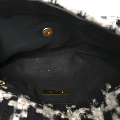 Chanel Tweed Quilted Large Chanel 19 Flap Black Ecru White 5 of 12