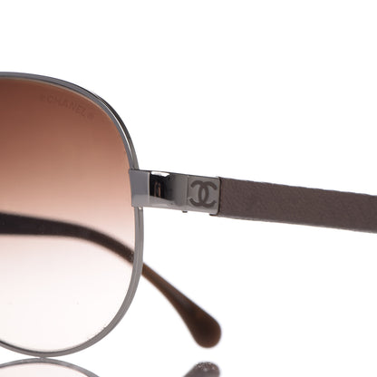 Chanel Lambskin Quilted CC Aviator Sunglasses 4195-Q Brown 7 of 9