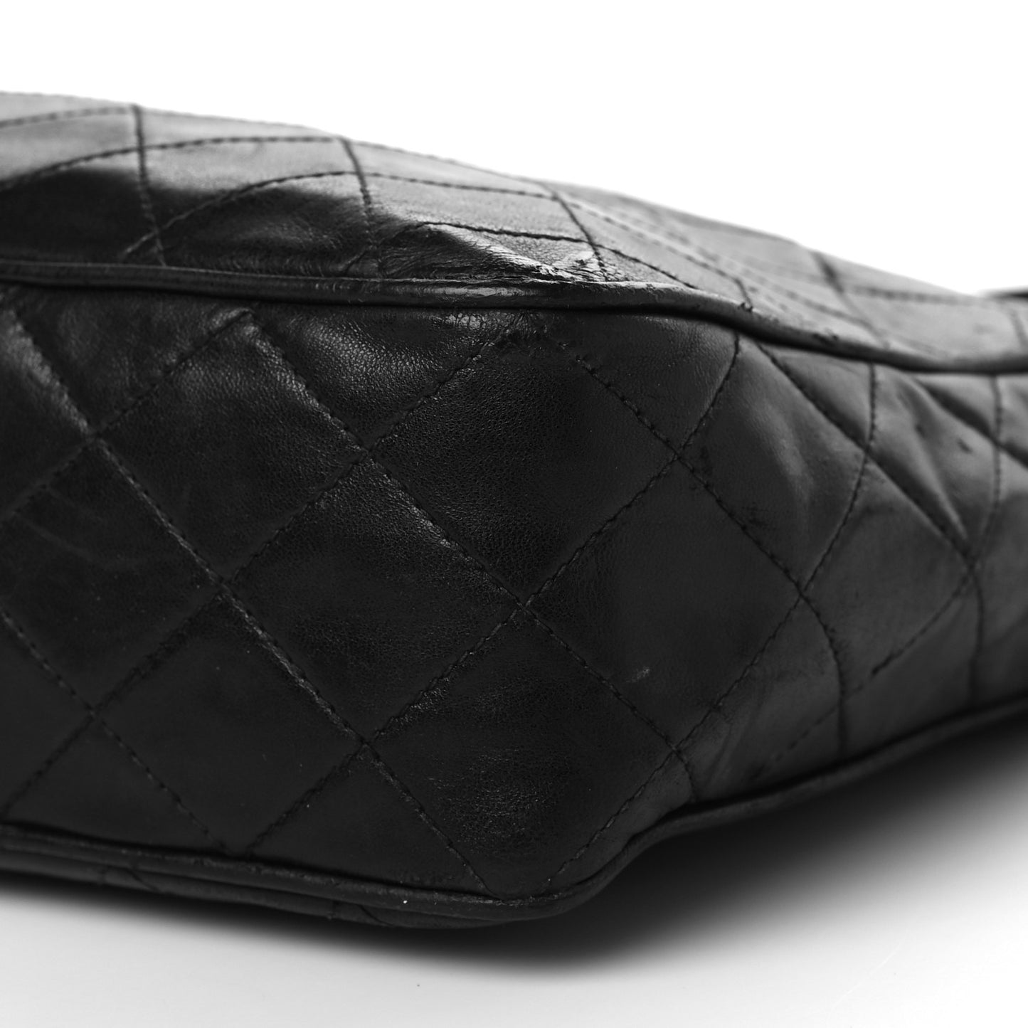 Lambskin Quilted Tassel Camera Case Black